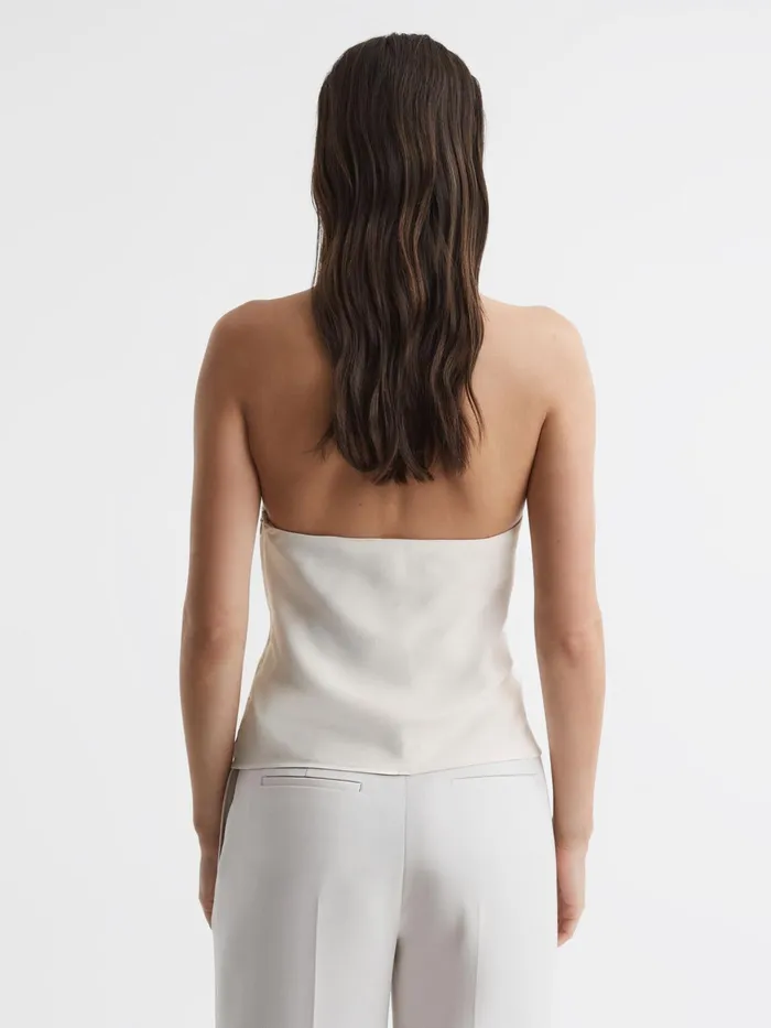 Reiss Tops Freda Tie Halter Neck Blouse Ivory 8211 Women