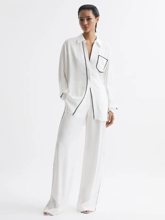 Reiss Tops Gina Relaxed Fit Side Stripe Shirt Ivory 8211 Women