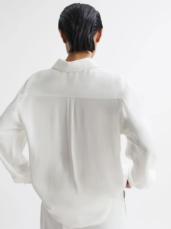 Reiss Tops Gina Relaxed Fit Side Stripe Shirt Ivory 8211 Women