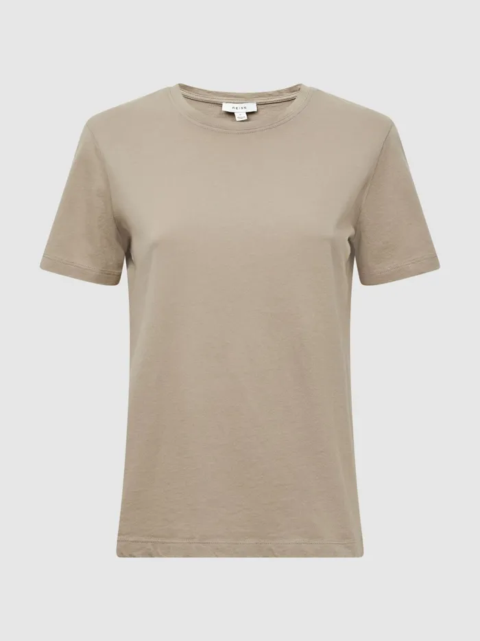 Reiss Tops Ginnie Cotton Garment Dyed TShirt Mink 8211 Women