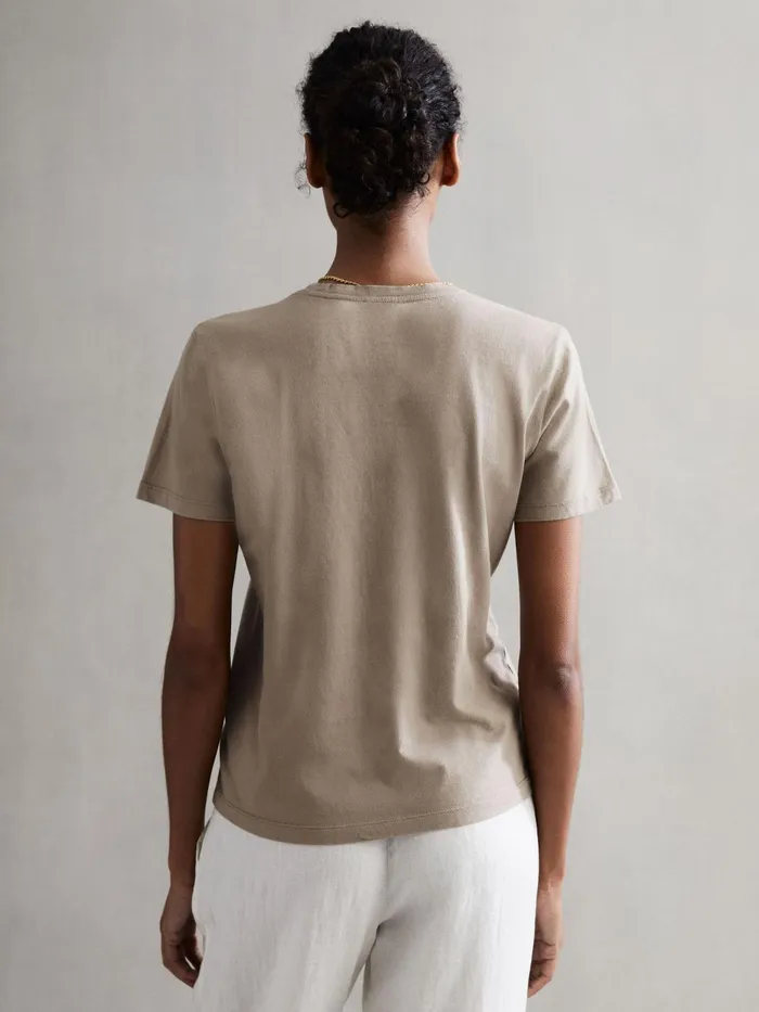 Reiss Tops Ginnie Cotton Garment Dyed TShirt Mink 8211 Women