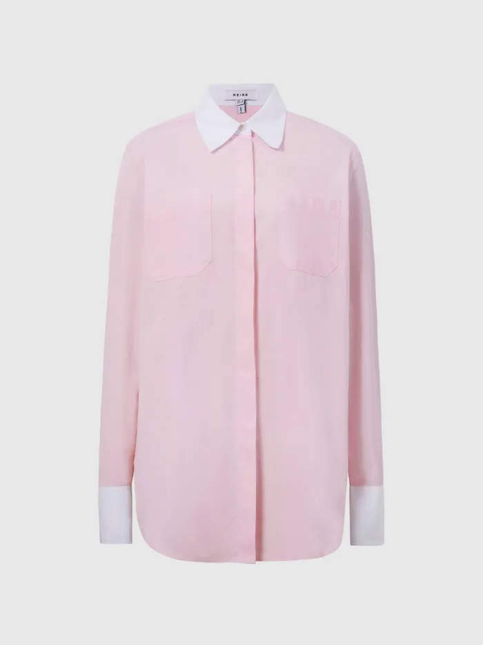 Reiss Tops Grace Plain Plain Collared Shirt Pink 8211 Women