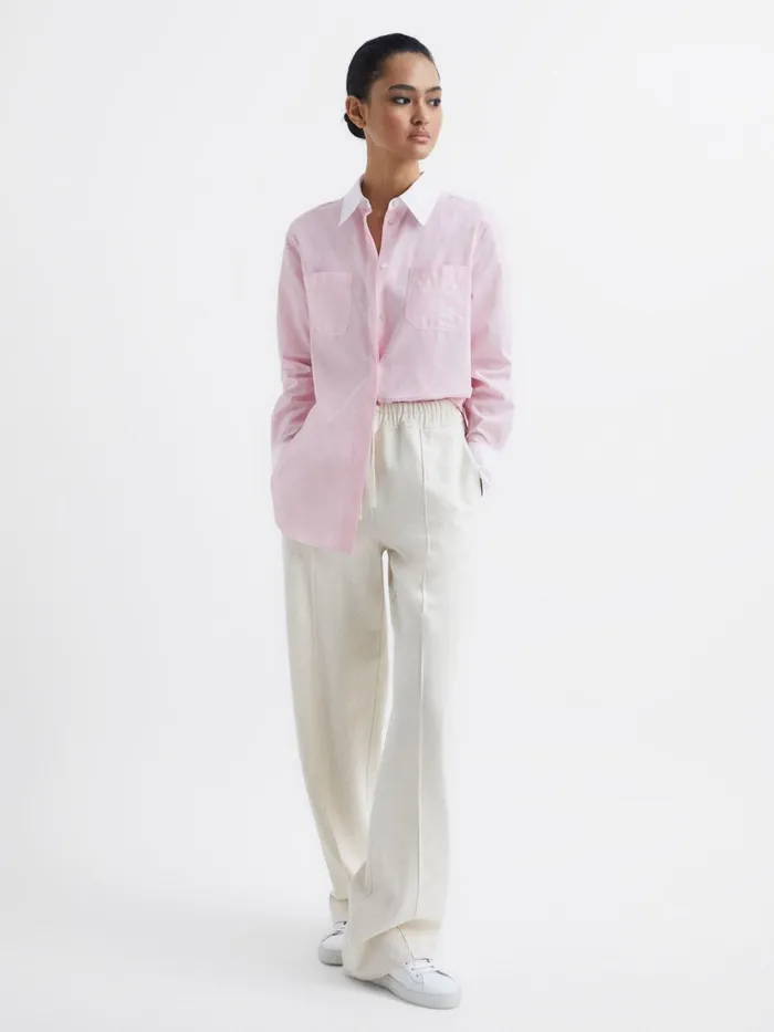 Reiss Tops Grace Plain Plain Collared Shirt Pink 8211 Women