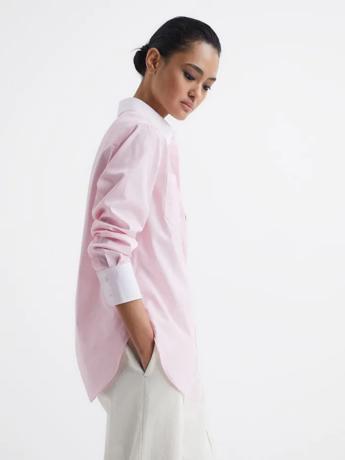 Reiss Tops Grace Plain Plain Collared Shirt Pink 8211 Women