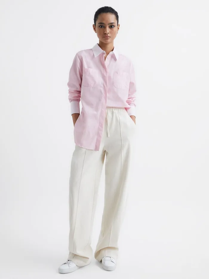 Reiss Tops Grace Plain Plain Collared Shirt Pink 8211 Women