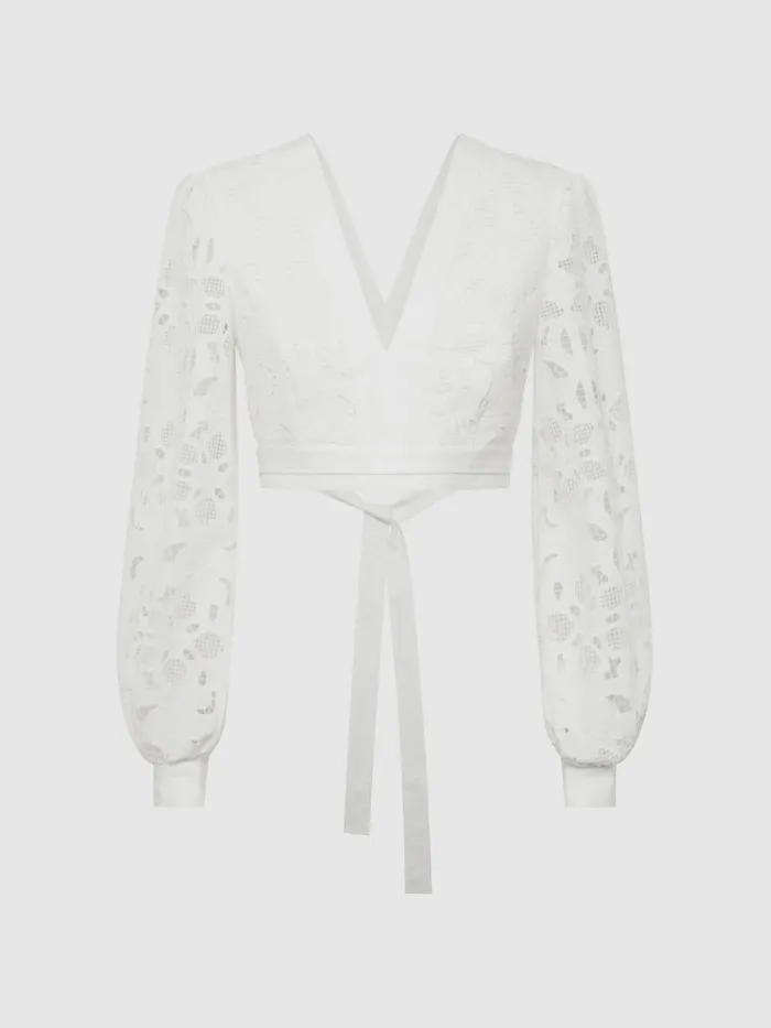Reiss Tops Immi Lace Cropped Coord Blouse White 8211 Women