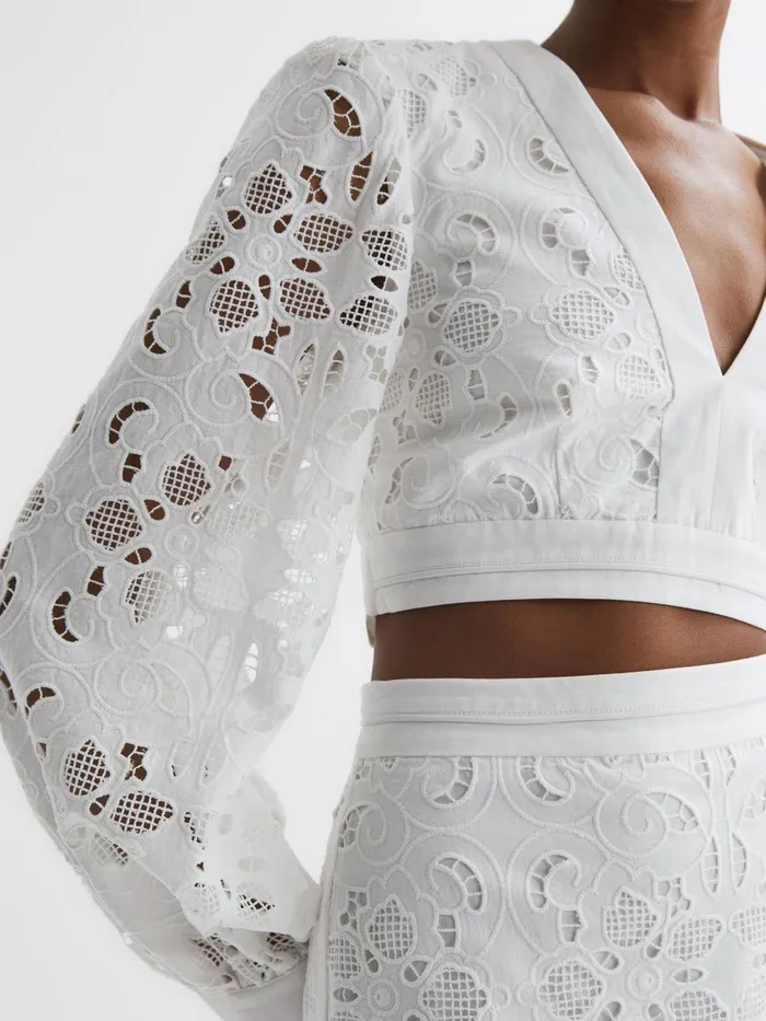 Reiss Tops Immi Lace Cropped Coord Blouse White 8211 Women