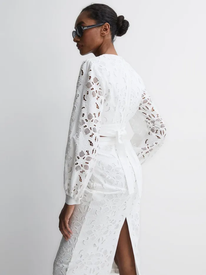 Reiss Tops Immi Lace Cropped Coord Blouse White 8211 Women