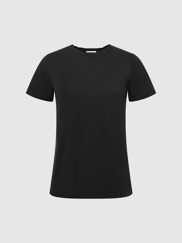 Reiss Tops Joey Slub Cotton TShirt Black 8211 Women