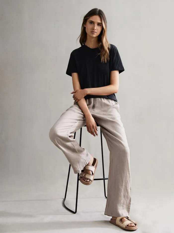 Reiss Tops Joey Slub Cotton TShirt Black 8211 Women