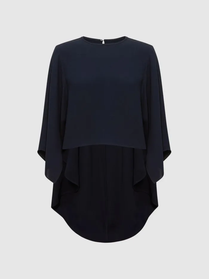 Reiss Tops Liana Cape Crew Neck Blouse Ivory 8211 Women