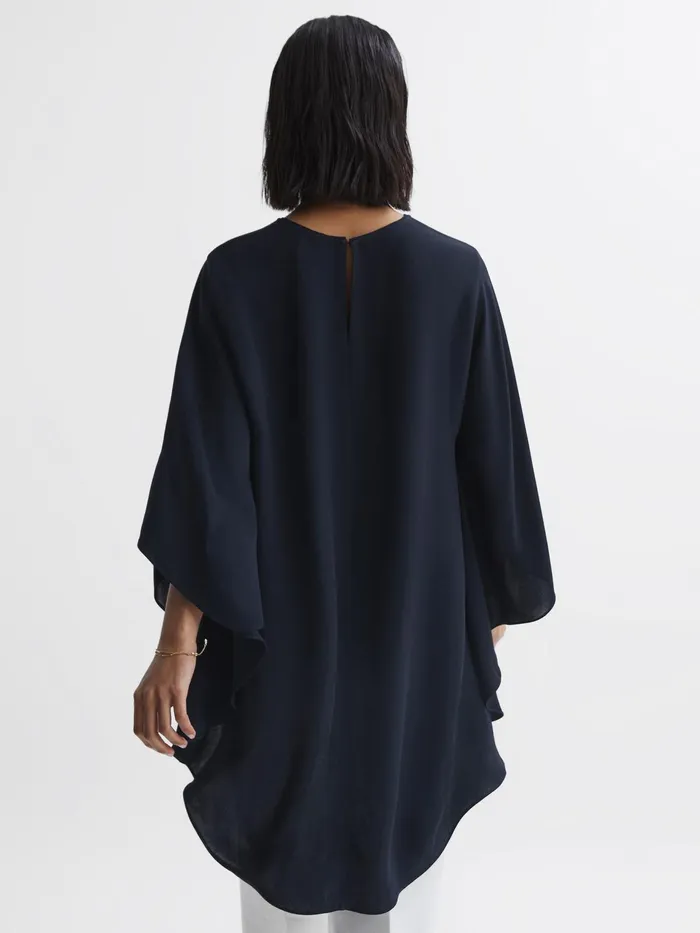 Reiss Tops Liana Cape Crew Neck Blouse Ivory 8211 Women
