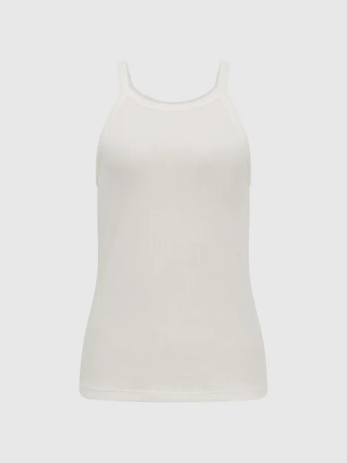 Reiss Tops Louisa Crew Neck Ribbed Cami Vest Top Black 8211 Women