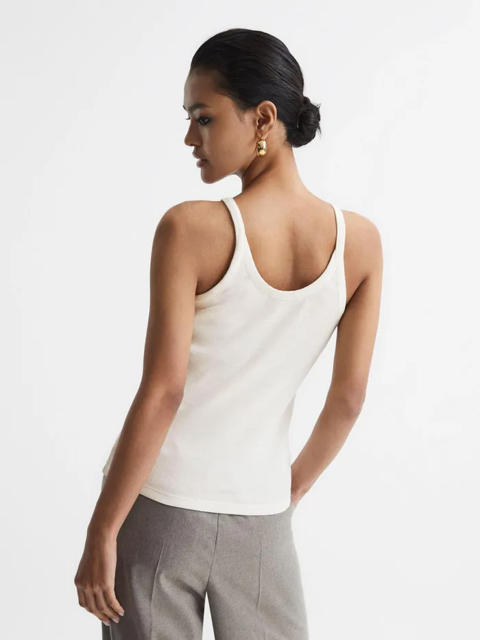 Reiss Tops Louisa Crew Neck Ribbed Cami Vest Top Black 8211 Women