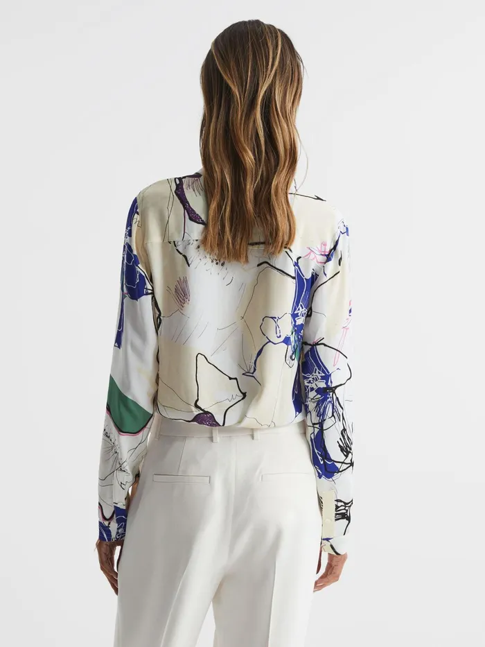 Reiss Tops Mel VNeck Printed Blouse Ivory 8211 Women