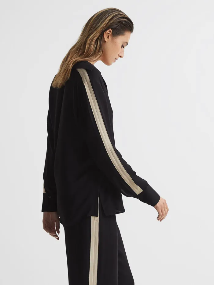 Reiss Tops Millie Side Stripe Shirt Black 8211 Women