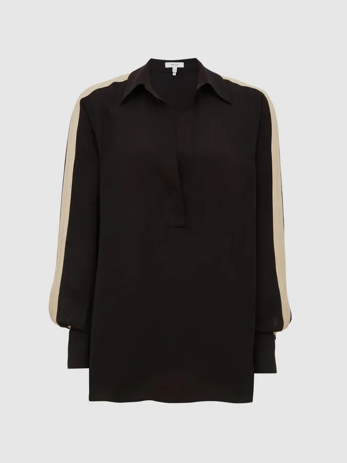Reiss Tops Millie Side Stripe Shirt Black 8211 Women