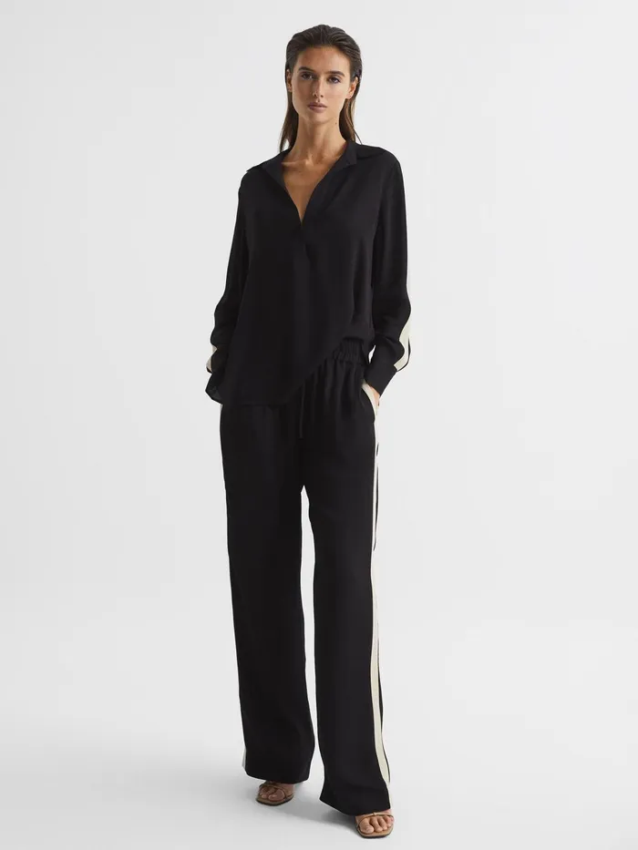 Reiss Tops Millie Side Stripe Shirt Black 8211 Women