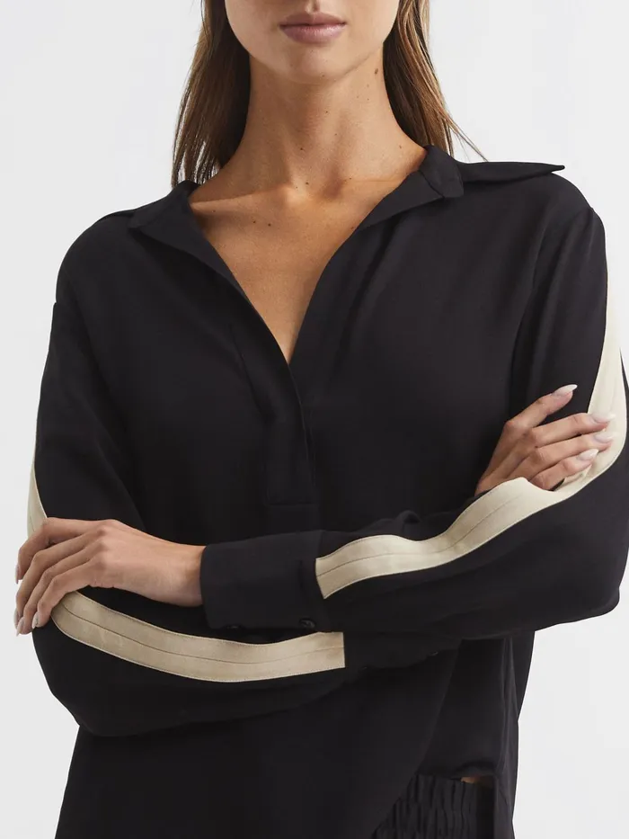 Reiss Tops Millie Side Stripe Shirt Black 8211 Women