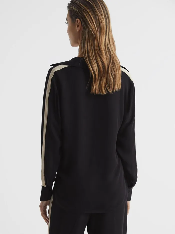 Reiss Tops Millie Side Stripe Shirt Black 8211 Women