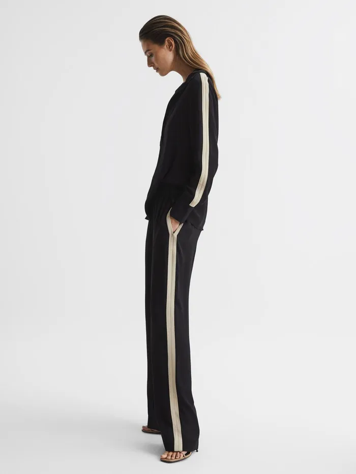 Reiss Tops Millie Side Stripe Shirt Black 8211 Women