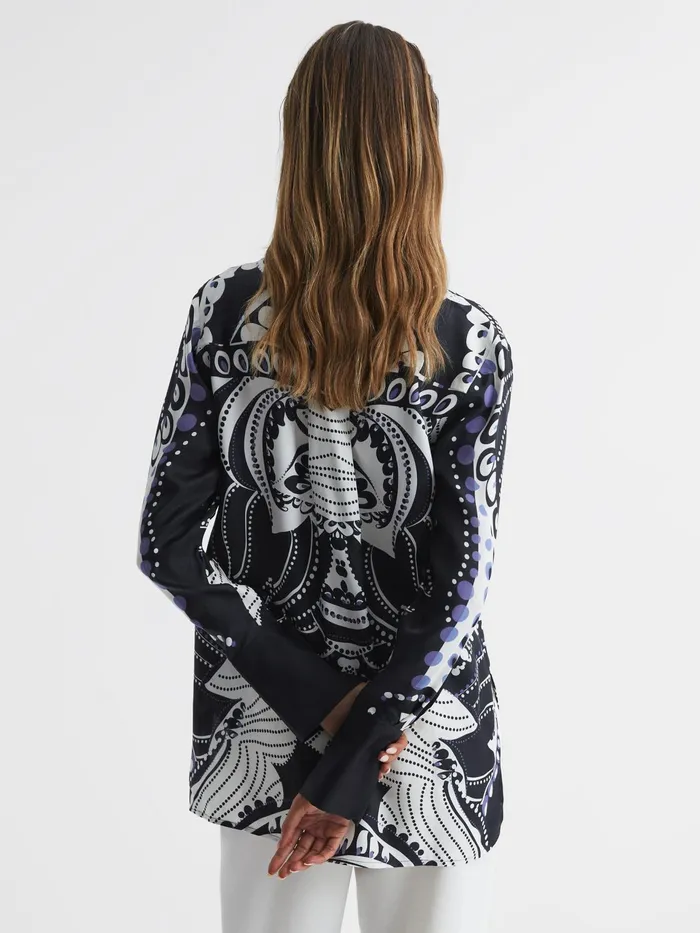 Reiss Tops Rose Scarf Printed Shirt Navywhite 8211 Women