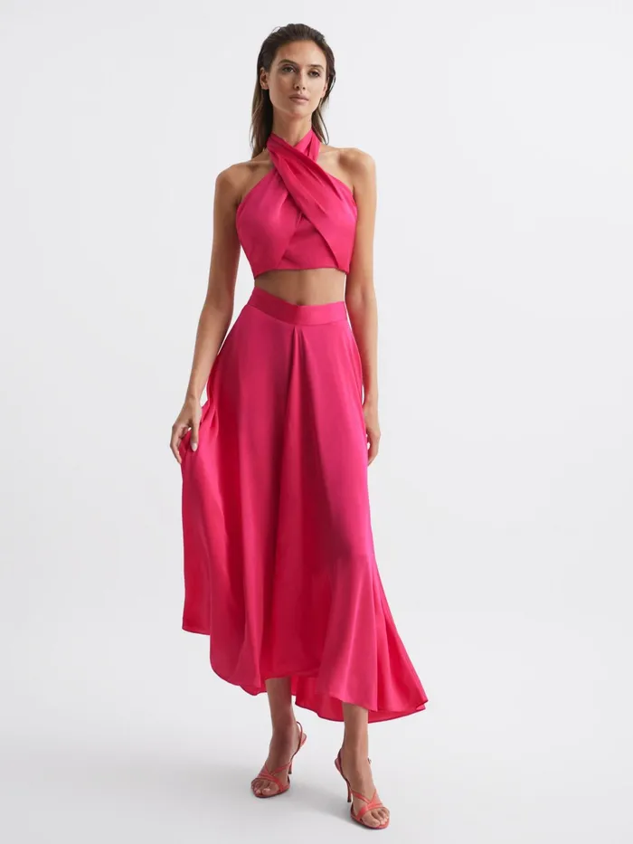 Reiss Tops Ruby Cropped Halter Occasion Top Orange 8211 Women