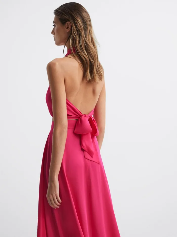 Reiss Tops Ruby Cropped Halter Occasion Top Orange 8211 Women