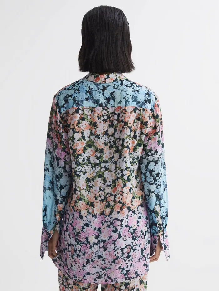 Reiss Tops Serena Floral Print Concealed Button Shirt Multi 8211 Women