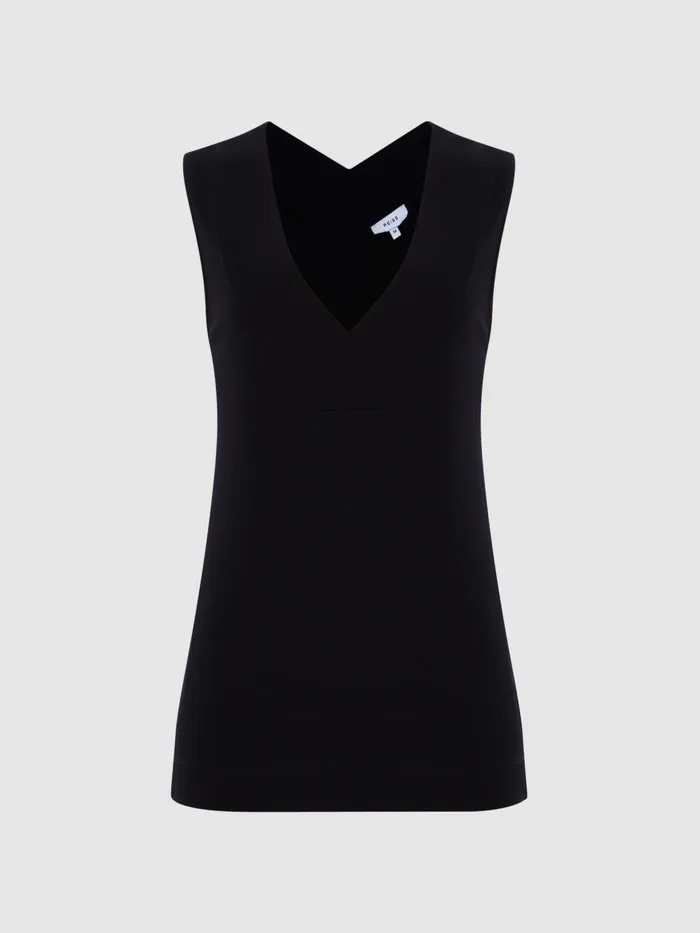 Reiss Tops Taylor VNeck Shell Blouse Black 8211 Women