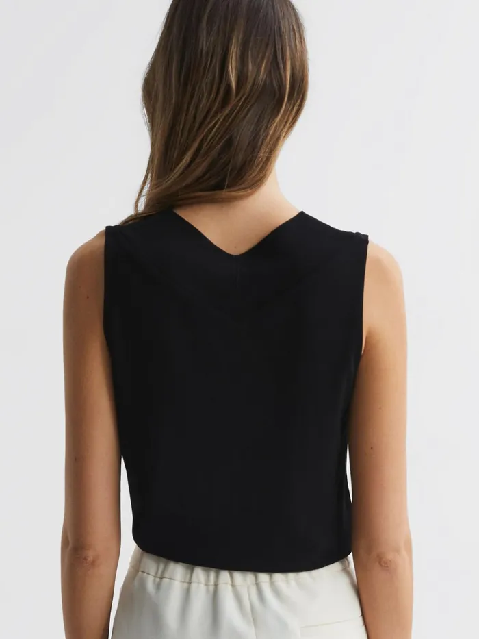 Reiss Tops Taylor VNeck Shell Blouse Black 8211 Women