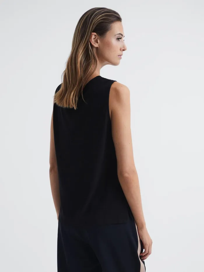 Reiss Tops Taylor VNeck Shell Blouse Black 8211 Women