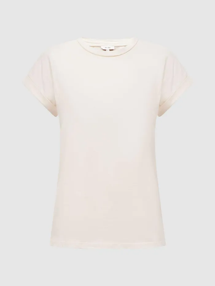 Reiss Tops Tereza Crew TShirt Cream 8211 Women