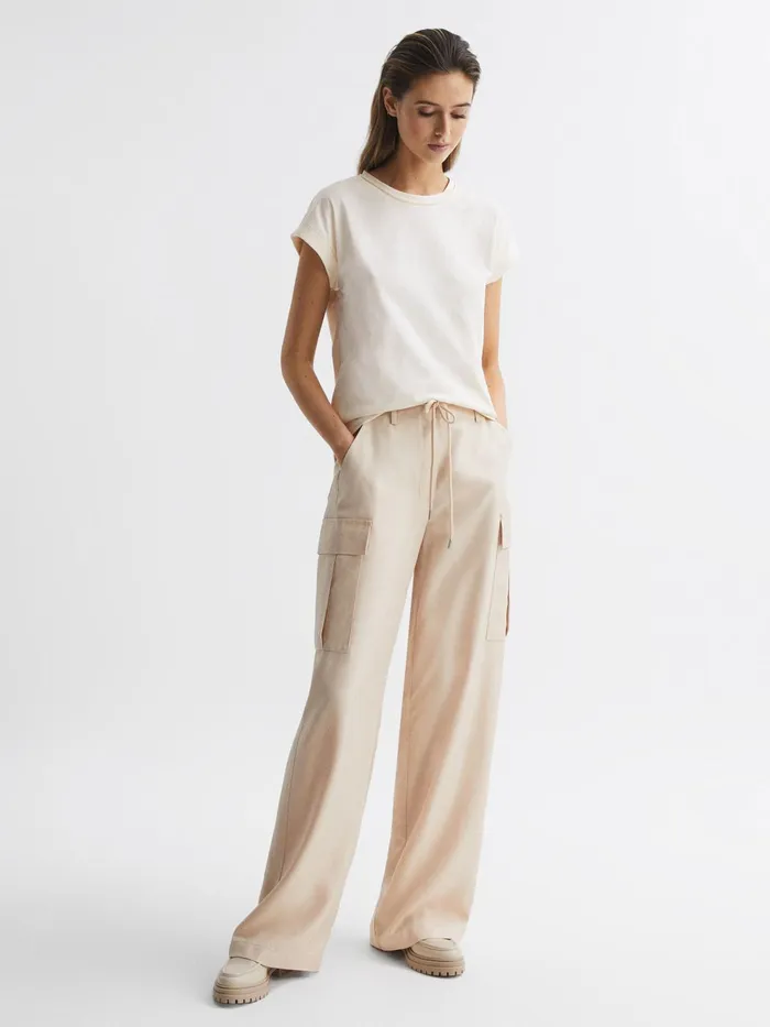 Reiss Tops Tereza Crew TShirt Cream 8211 Women