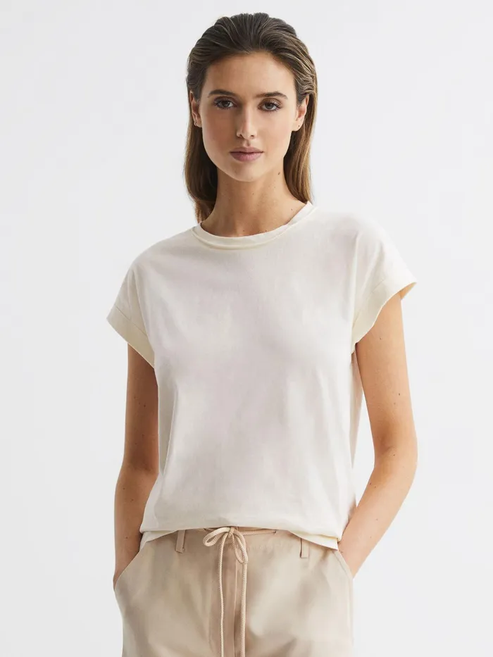 Reiss Tops Tereza Crew TShirt Cream 8211 Women