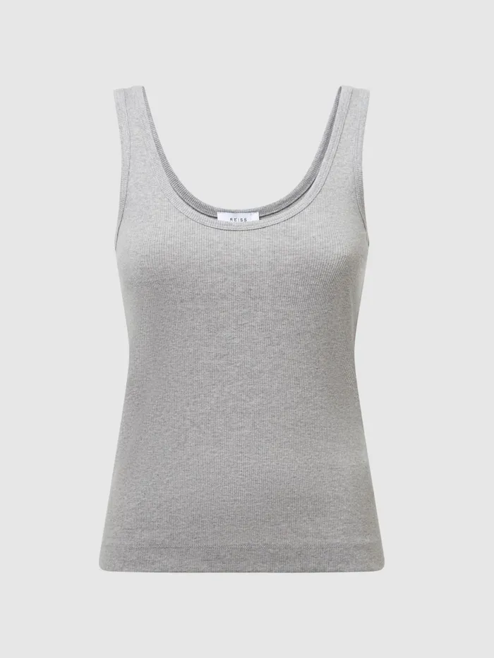 Reiss Tops Violet Scoop Neck Ribbed Jersey Vest Top Grey Marl 8211 Women