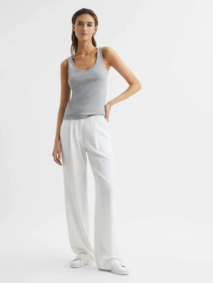Reiss Tops Violet Scoop Neck Ribbed Jersey Vest Top Grey Marl 8211 Women