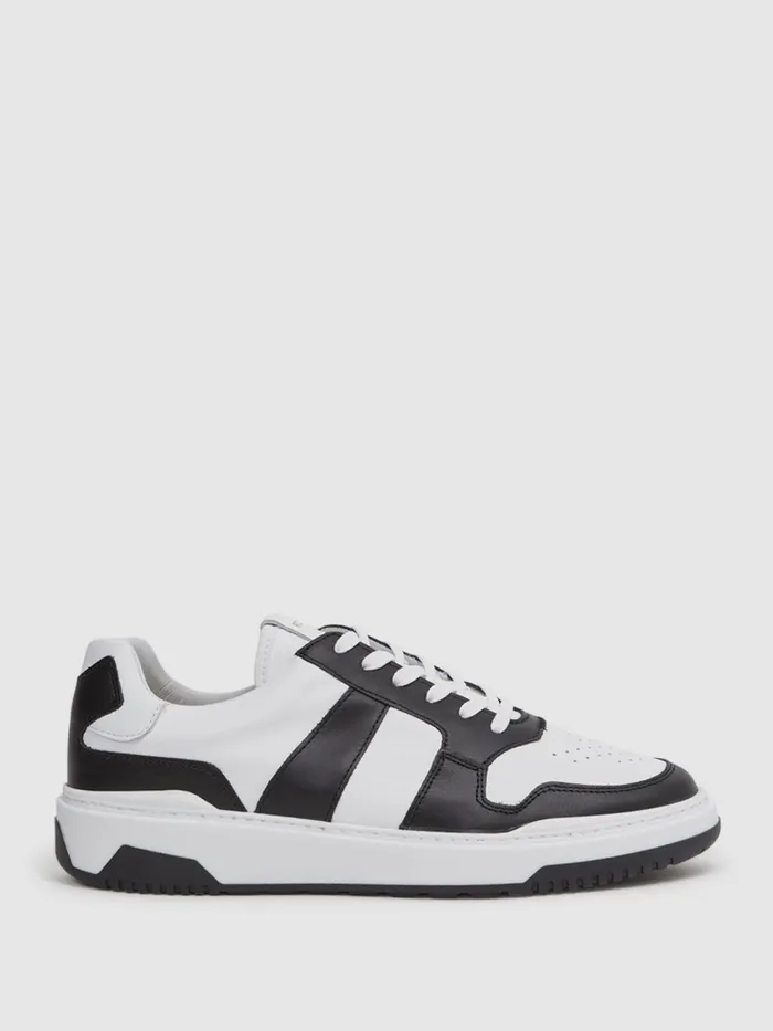 Reiss Trainers Arlo Low Top Leather Trainers Airforce Blue 8211 Men