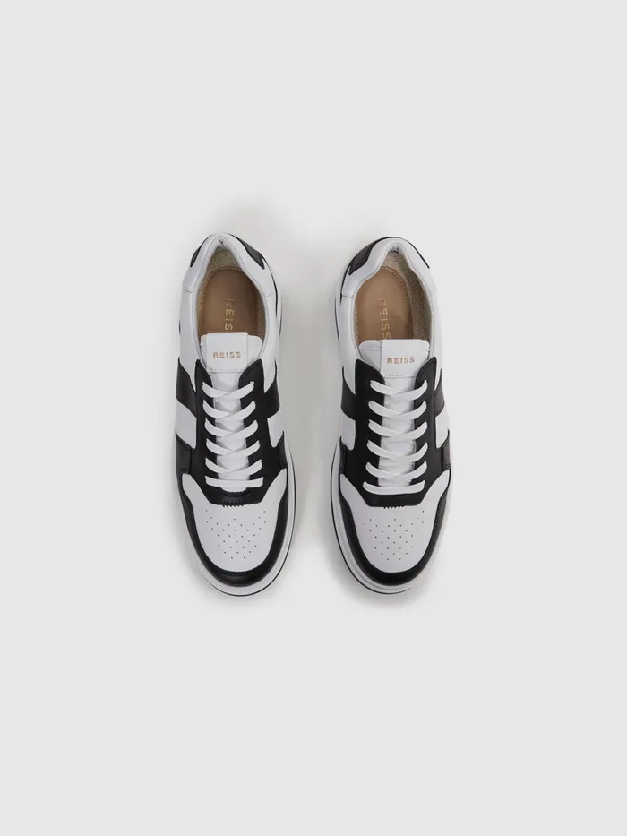 Reiss Trainers Arlo Low Top Leather Trainers Airforce Blue 8211 Men