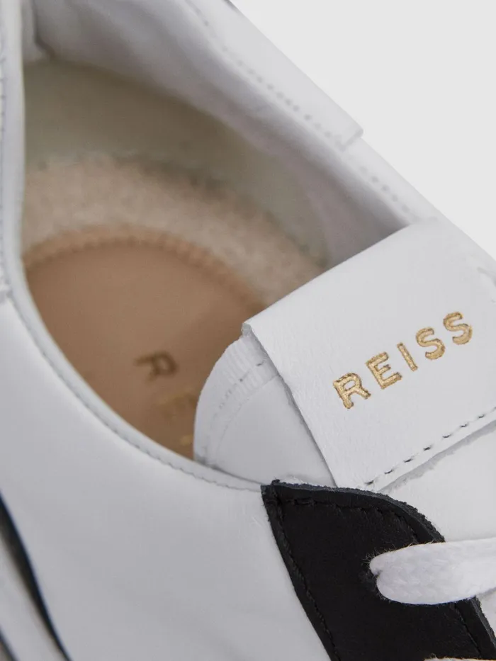 Reiss Trainers Arlo Low Top Leather Trainers Airforce Blue 8211 Men