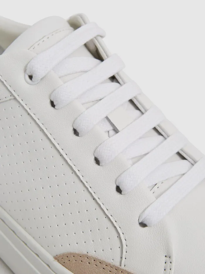 Reiss Trainers Ashley Low Top Leather Trainers Gold 8211 Women