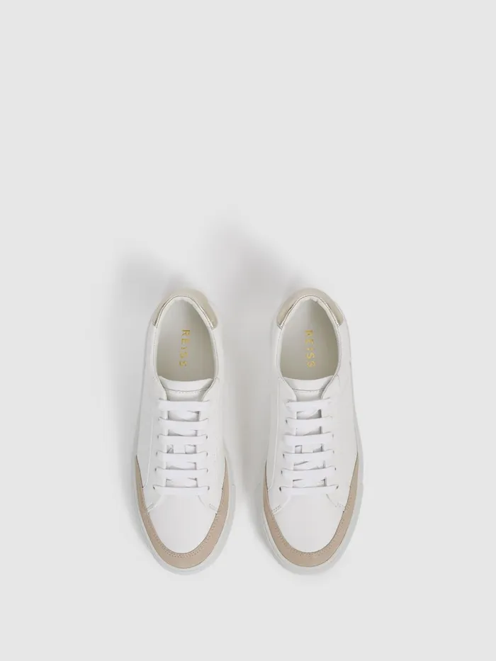 Reiss Trainers Ashley Low Top Leather Trainers Gold 8211 Women