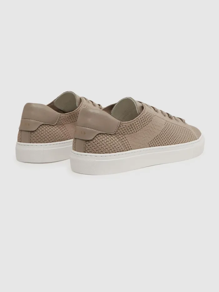 Reiss Trainers Finley Knit Knit Leather Low Top Trainers Navy 8211 Men