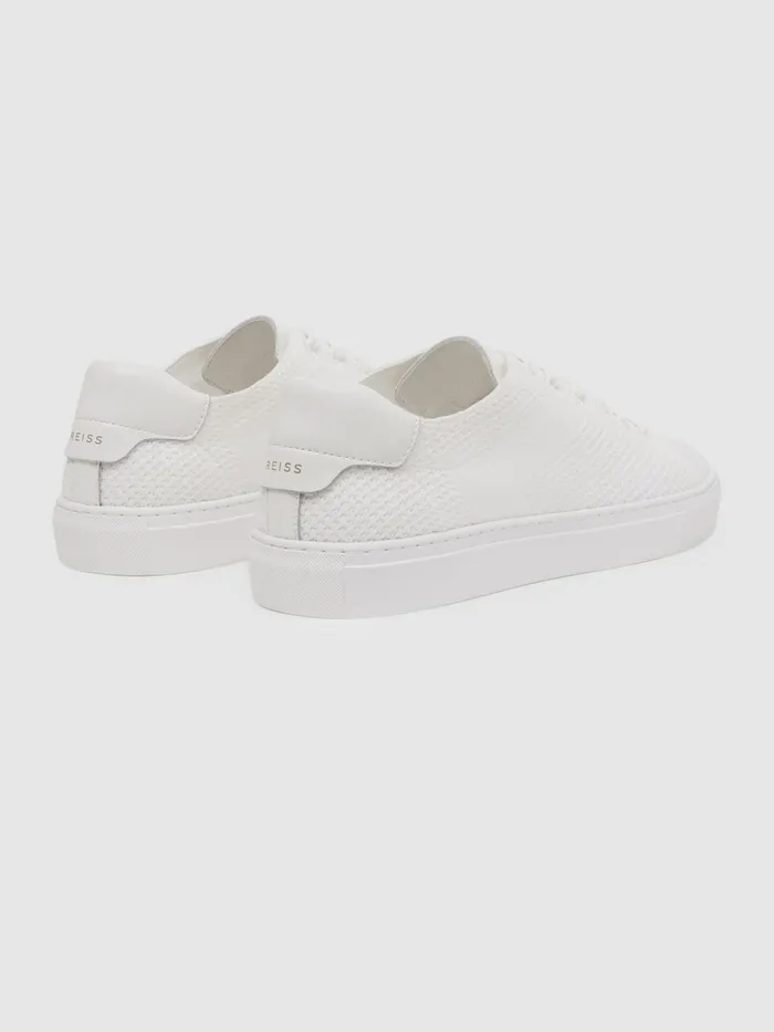 Reiss Trainers Finley Knit Knit Leather Low Top Trainers White 8211 Men