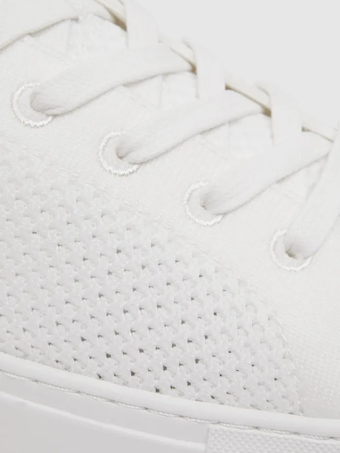 Reiss Trainers Finley Knit Knit Leather Low Top Trainers White 8211 Men