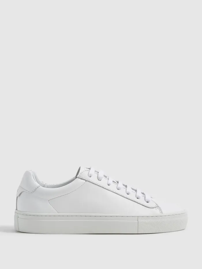 Reiss Trainers Finley LaceUp Leather Trainers Biscuit 8211 Women