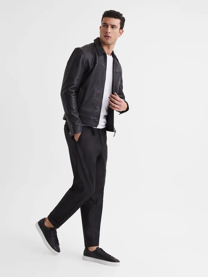 Reiss Trainers Finley Leather Trainers Black 8211 Men