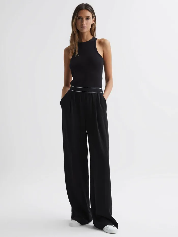 Reiss Trousers Abigail Wide Leg Elasticated Trousers Black 8211 Women