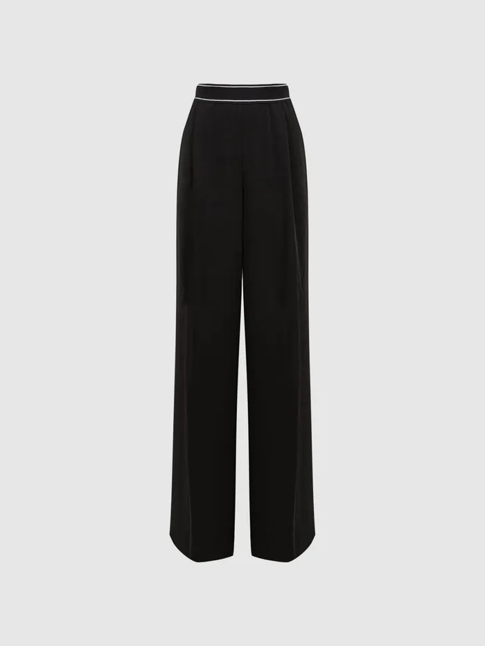 Reiss Trousers Abigail Wide Leg Elasticated Trousers Black 8211 Women