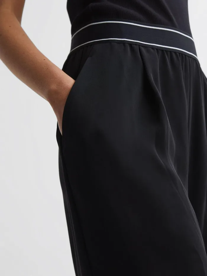Reiss Trousers Abigail Wide Leg Elasticated Trousers Black 8211 Women